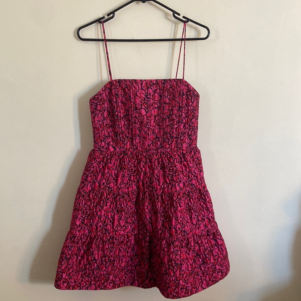 Alice + Olivia Pink Black Floral Corset Mini Dress Party Cocktail NWOT Sz 8